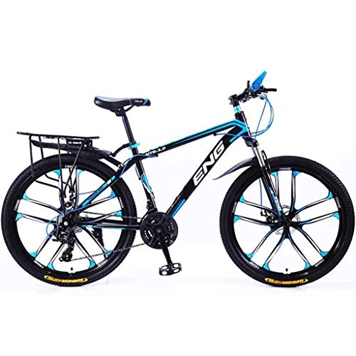 Mountain Bike : Adult Men’s and Womens Mountain Bikes, 21 / 24 / 27 / 30 Shifting Options, 24 / 26in High Carbon Steel Frame Bike, Front and Rear Dual Disc Brakes Bicycle, Multiple Colors ( Color : C-24in , Size : 21 speed )