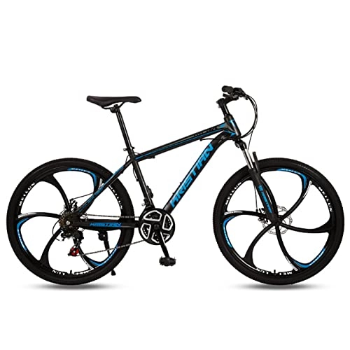 Mountain Bike : Adult Mountain Bike，21 / 24 / 27 Variable Speed Full Suspension High-Carbon Steel MTB Bicycle，Rigid Hardtail，Dual Disc Brake Non-Slip，26-Inch Wheels，Bikes for Adult & Te black blue-21