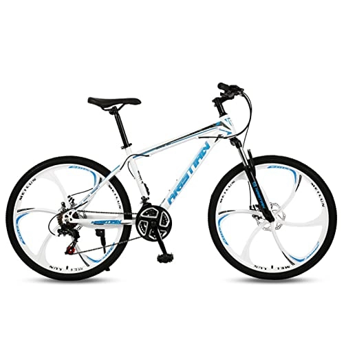 Mountain Bike : Adult Mountain Bike，21 / 24 / 27 Variable Speed Full Suspension High-Carbon Steel MTB Bicycle，Rigid Hardtail，Dual Disc Brake Non-Slip，26-Inch Wheels，Bikes for Adult & Te white blue-21