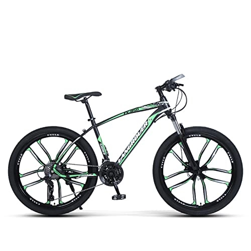 Mountain Bike : Adult Mountain Bike 24 / 26 Inch Steel Frame, 21 / 24 / 27 Speed Gears Full Suspension MTB Bicycle 10 Spoke Magnesium Wheels, Road Bikes with Front Suspension Dual Disc Brakes for Men Women, 24"B, 24 Speed