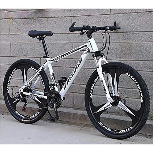 Mountain Bike : Adult Mountain Bike 24 Inch 30 Speed High Carbon Steel Full Suspension Frame Bicycles Gears Dual Disc Brakes Mountain Outroad Bicycle for Office Workers Students Commuting, white, 24 inch 30 speed