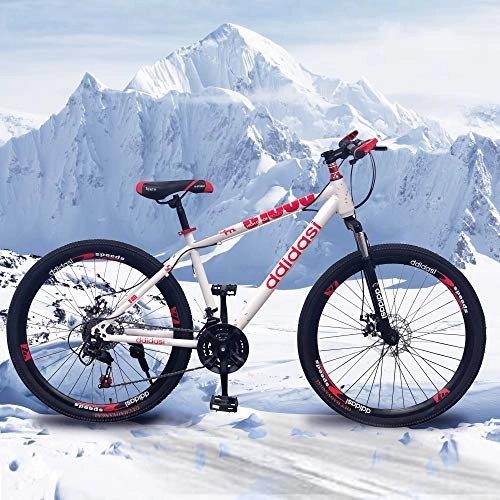 Mountain Bike : Adult Mountain Bike 26" Full Suspension 21 Speed Mens Mountain Bike Bicycle MTB Frames (White)