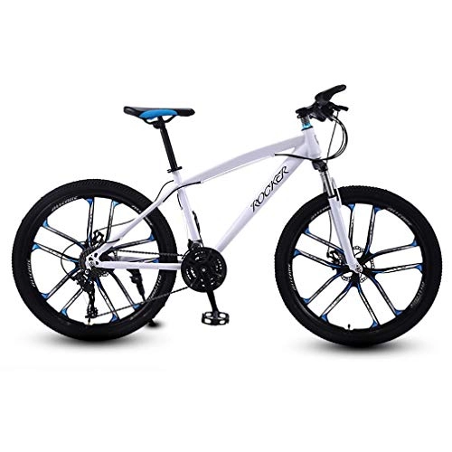 Mountain Bike : Adult Mountain Bike 26 Inch, 21 / 24 / 27 Speed, Double Disc Brake Mountain Bike with Mudguard, Lockable Fork Outroad Bicycles Bike Off-Road Racing, Style 1, 21 speed