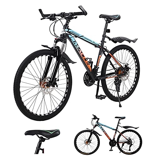 Mountain Bike : Adult Mountain Bike, 26-Inch Spoked Wheels, Mens / Womens 27 Speed Mountain Bicycles, Dual Disc Brake Suspension Mountain Bicycle Road, Lightweight Strong Steel Frame (blue)