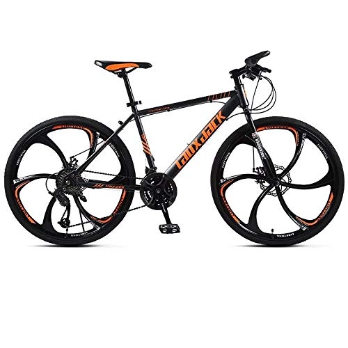 Mountain Bike : Adult mountain bike Cross-country racing bicycle 26 inch 27 shifting system Front and rear double disc brakes Male and female students bicycles One wheel Red@6 knives - black orange_26 inch 27 speed