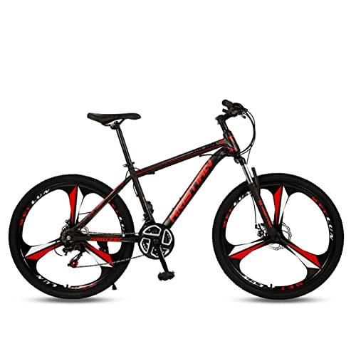 Mountain Bike : Adult Mountain Bike Full Suspension High-Carbon Steel MTB Bicycle，21 / 24 / 27 Variable Speed，Rigid Hardtail，Dual Disc Brake Non-Slip，26-Inch Wheels，for Adult & Teenager black red-21