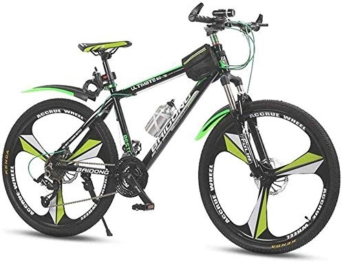 Mountain Bike : Adult Mountain Bike, Mountain Trail Bike High Carbon Steel Outroad Bicycles Adult Damping Mountain Bike 26 Inch Wheels Dual Disc Brake Variable Speed Road Bicycle ( Color : Green , Size : 27 speed )
