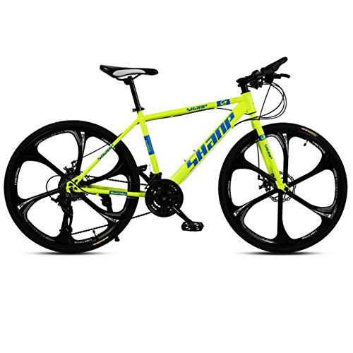 Mountain Bike : Adult Mountain Bikes, 26In Men And Women Carbon Steel Travel MTB Bike, 21-30 Speed Full Suspension MTB, Double Disc Brake Urban Track Bike, yellow, 21speed 26 inches