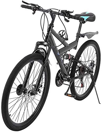 Mountain Bike : Adult Mountain Bikes Mountain Bicycle 26 Inch Mountain Trail Bike High Carbon Steel Full Suspension Frame Bicycles 21 Speed Gears Dual Disc Brakes