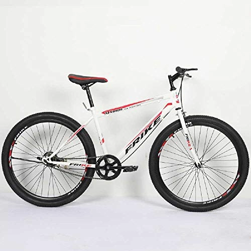 Mountain Bike : Adult-only 26-Inch 24-Speed Mountain Bike, Lightweight Aluminum Full Suspension Frame, Front Fork, Disc Brake White Red / single-speed car