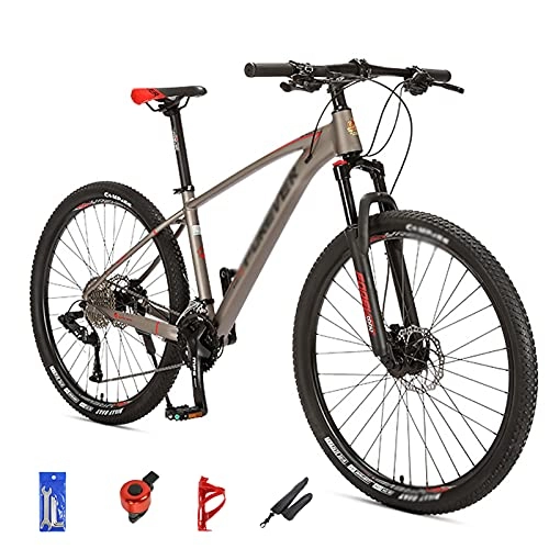 Mountain Bike : Adult Performance Mountain Bike, Beginner To Intermediate Bicycle Riders, 26 / 27.5 / 29 Inches Wheels, 33-Speed Drivetrain, Large Aluminum Frame, Gray / Red grey-27.5inches