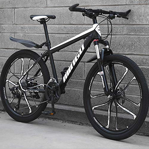 Mountain Bike : Adult's Mountain Bikes 26-Inch MTB 21 / 24 / 27-Speed Bicycle with Disc Brake Bike, High-Carbon Steel Frame, 10-Spoke Wheels Hardtail Mountain Bike, 160-185Cm Adult Bike, Black, 26 Inch 21 Speed