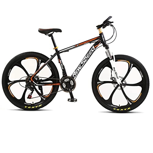 Mountain Bike : Adults Mountain Bike，21 Speeds Suspension High-Carbon Steel MTB Bicycle，Aluminum Frame 24 / 26 Inch Wheels，Dual Disc-Brake 6-Spokes，Adjustable Seat ，for Women Men's MT orange-24inch