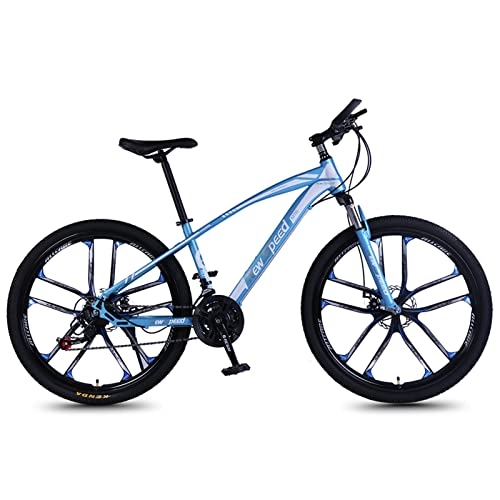 Mountain Bike : Adults Mountain Bike，21 Speeds Suspension High-Carbon Steel MTB Bicycle，Aluminum Frame 24 / 26 Inch Wheels，Dual Disc-Brake Non-Slip，Adjustable Seat，for Women's Men's M blue2-26inch