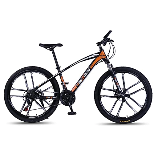 Mountain Bike : Adults Mountain Bike，21 Speeds Suspension High-Carbon Steel MTB Bicycle，Aluminum Frame 24 / 26 Inch Wheels，Dual Disc-Brake Non-Slip，Adjustable Seat，for Women's Men's M orange- 26inch