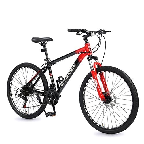 Mountain Bike : Adults Mountain Bike Full Suspension High-Carbon Steel Bike，Mechanical Dual Disc-Brakes Shock-absorbing Shifting MTB Bicycle，21 Speeds，26 Inch Wheels，Multiple Colors red