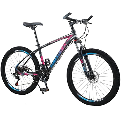 Mountain Bike : Adults Mountain Bike High-Carbon Steel Full Suspension Bikes Mechanical Dual Disc Brake，24 / 27 / 30 Speed，26 Inch Wheels，variable Speed Bikes for Men / Women，Multiple Col black purple-27