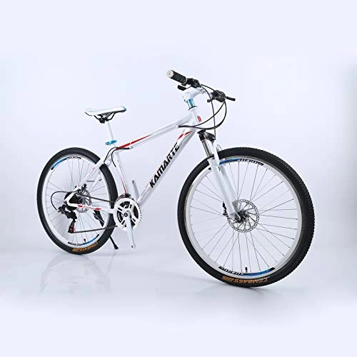 Mountain Bike : Alapaste Comfortable Breathable Ergonomic Design Saddle Bike, Resistance To Friction Low Noise Front Suspension Bike, 31.5 Inch 27 Speed Mountain Bikes-White red 31.5 inch.27 speed