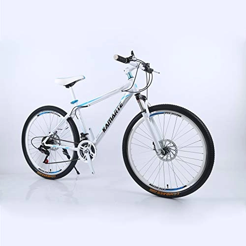 Mountain Bike : Alapaste Not-slip Resistance To Friction Handlebar Bike, Firm Durable High Carbon Steel Material Bike, 31.5 Inch 24 Speed Front Suspension Mountain Bikes-White and blue 31.5 inch.24 speed