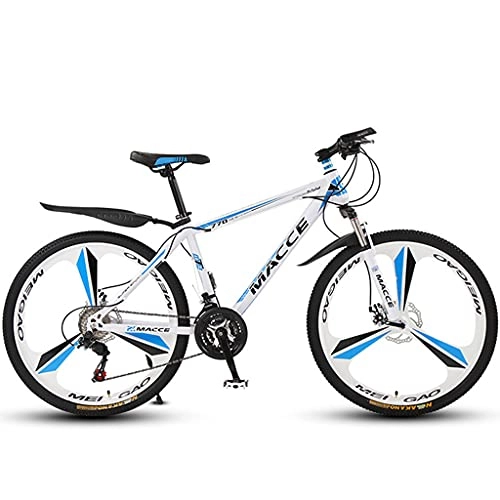 Mountain Bike : All-Terrain 26 Inch Mountain Bike, 27 Speed MTB Bicycle, Front And Rear Disc Brakes, Front Shock Absorbers, for Adults Or Teens, White Blue