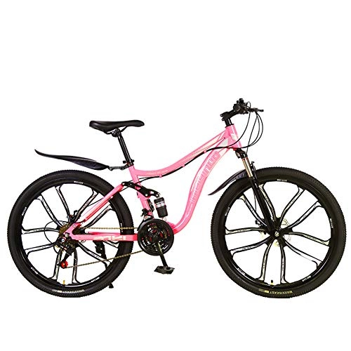Mountain Bike : All-Terrain Mountain Bike, 26-Inch Dual-Disc Dual-Suspension Bike, 21-Speed Ladies City Bike, Male Adult Off-Road Racing Car, B