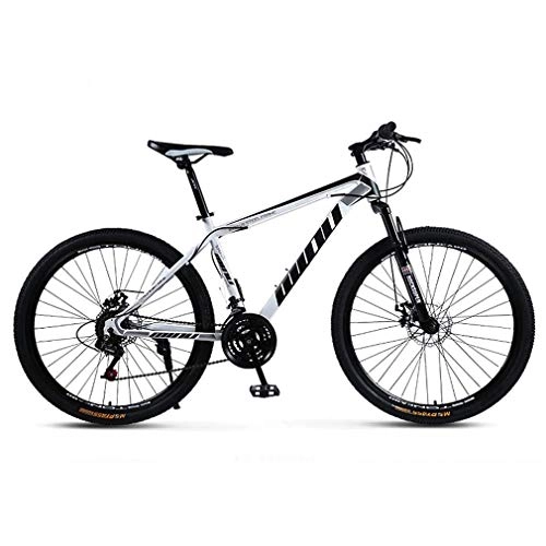 Mountain Bike : Alqn Adult Mountain Bike, High-Carbon Steel Frame, Beach Snowmobile Bicycle, Double Disc Brake Cruiser Bicycles, 26 inch Aluminum Alloy Wheels, White, 21 Speed