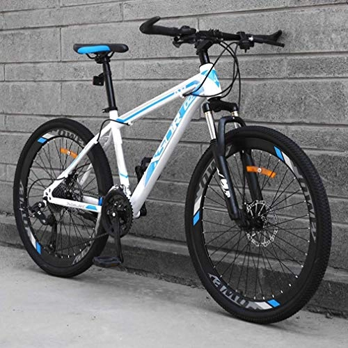 Mountain Bike : Alqn Adult Mountain Bike, Snowmobile Bikes, Double Disc Brake Beach Bicycle, High-Carbon Steel Frame Bicycles, 26 inch Wheels, Blue, 27 Speed