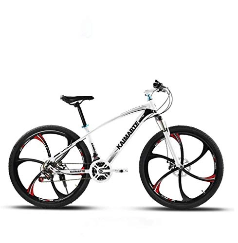 Mountain Bike : Alqn Adult Variable Speed Mountain Bike, Double Disc Brake Bikes, Beach Snowmobile Bicycle, Upgrade High-Carbon Steel Frame, 26 inch Wheels, White, 21 Speed