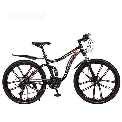 Mountain Bike : Alqn Mountain Bike 26 inch Bicycle, Carbon Steel MTB Bike Full Suspension, Double Disc Brake, A, 24 Speed
