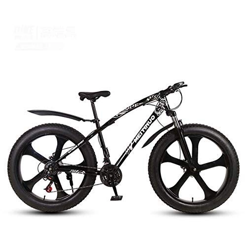 Mountain Bike : Alqn Mountain Bike 26 inch Bicycle for Adults, 4.0 inch Fat Tire MTB Bike, High Carbon Steel Frame Suspension Fork, Double Disc Brake, C, 27 Speed