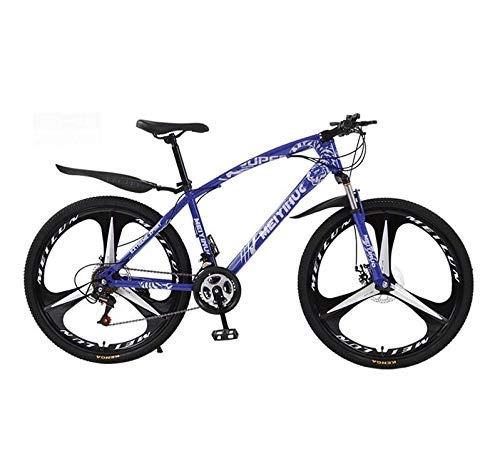 Mountain Bike : ALQN Mountain Bike Bicycle for Adult, High-Carbon Steel Frame, All Terrain Mountain Bikes, Blue, 26 inch 24 Speed