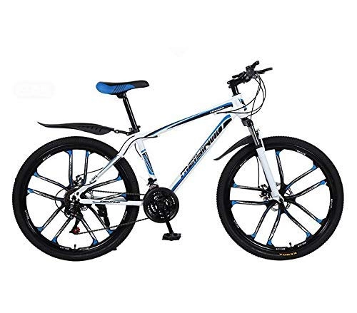 Mountain Bike : ALQN Mountain Bike Bicycle, PVC and All Aluminum Pedals, High Carbon Steel and Aluminum Alloy Frame, Double Disc Brake, 26 inch Wheels, B, 21 Speed