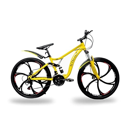 Mountain Bike : ALTRUISM Mountain Bike Bicycle 26 Inch Disc Brake Shimano 21 Speed Transmission Full Suspension 6-Spokes-Wheel MTB For Women & Men(Yellow)