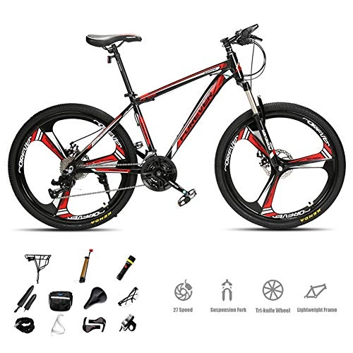 Mountain Bike : AMAIRS Mountain Bike, Male and Female 30-Speed Light City Road Bike 26" Three-Knife One Wheel Breaks Wind Resistance Suitable for Fast Riding, 3 Blue
