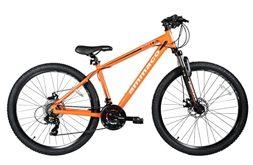 Mountain Bike : Ammaco. Osprey V1 27.5" Wheel Front Suspension Mountain Bike 21 Speed Mechanical Disc Brakes 16" Frame Orange / Black