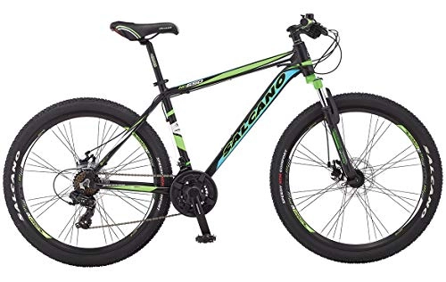Mountain Bike : Ammaco. Salcano NG650 26" Wheel Mens Mountain Bike Front Suspension Bike Mechanical Disc Brakes 18" Frame Black / Green / Blue