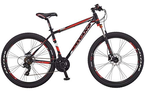 Mountain Bike : Ammaco. Salcano NG650 26" Wheel Mens Mountain Bike Front Suspension Bike Mechanical Disc Brakes 18" Frame Black / Red / White