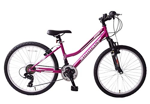 Mountain Bike : Ammaco. Summer 24" Wheel Girls Mountain Bike Front Suspension Pink 21 Speed 14" Frame