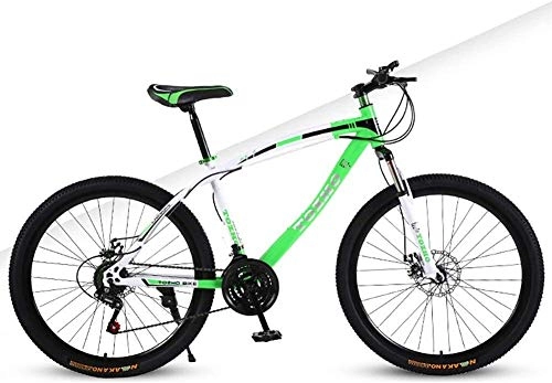 Mountain Bike : Aoyo Mountain Bike Men and Women Road Bikes Summer Travel Outdoor Bicycle Student Bicycle Double Shock Disc Brake Speed Adjustable Bicycle High Carbon Steel Frame (Color : Green)