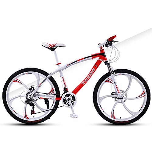 Mountain Bike : AP.DISHU 24 Inch High Carbon Steel Child Mountain Bike 24 Speed Double Disc Brake Bicycle Front Suspension MTB, Red