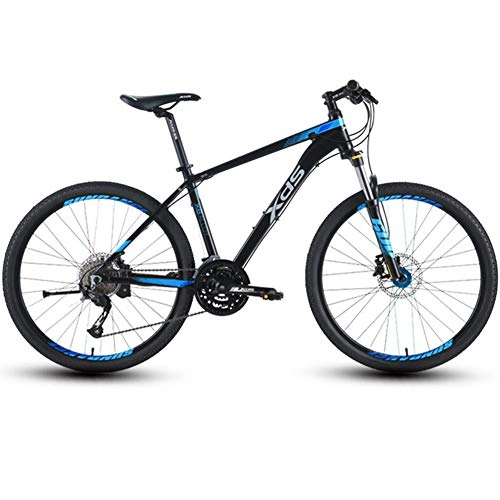 Mountain Bike : AP.DISHU 27 Speed Double Disc Brake Road Bike Aluminum Alloy Mountain Bike Complete Hard Tail Mountain Bicycle Recommended for Rider's Height 150CM-170CM, Blue