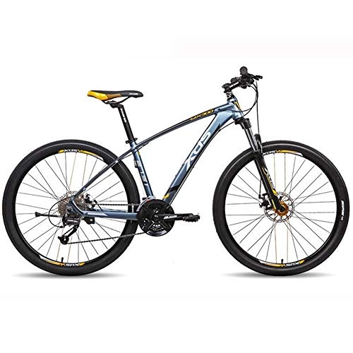 Mountain Bike : AP.DISHU 27 Speed Mountain Bike Double Disc Brake Road Bike Hard Tail Mountain Bicycle Recommended for Rider's Height 165CM-180CM, Yellow