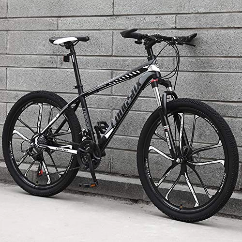 Mountain Bike : AP.DISHU 27 Speeds Mountain Bicycle Lightweight Carbon Steel Frame Mountain Bike Double Disc Brake Road Bike, Gray, 26inch
