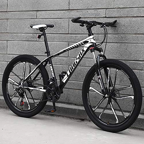 Mountain Bike : AP.DISHU 27 Speeds Mountain Bicycle Lightweight Carbon Steel Frame Mountain Bike Double Disc Brake Road Bike, White, 26inch