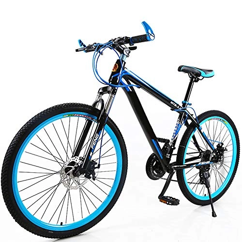 Mountain Bike : AP.DISHU 30 Speed Child Mountain Bike Lightweight Carbon Steel Frame Front Suspension Disc Brakes Unisex, Blue