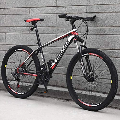 Mountain Bike : AP.DISHU Front Suspension Mountain Bike Carbon Steel Fram Unisex Road Bike Front+Rear Mudgard 24 Inch Wheels, Red, 30 Speed