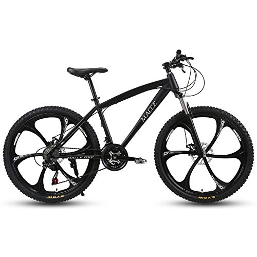 Mountain Bike : AP.DISHU Mountain Bike 21 / 24 / 27 Speed Double Disc Brake Male And Female Students Oneness Wheel Variable Speed Outdoor Cross Country Bicycle High Carbon Steel 26 Inch, Black, 24 Speed