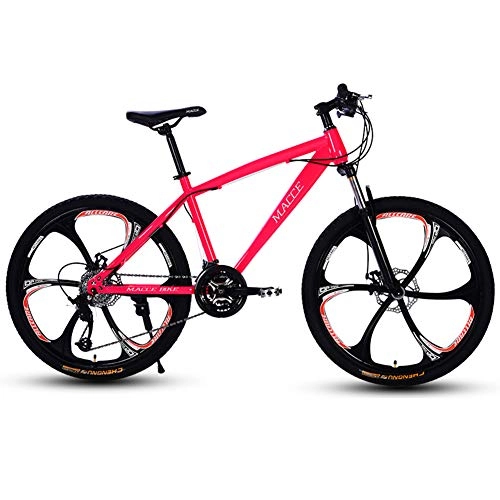 Mountain Bike : AP.DISHU Mountain Bike 21 / 24 / 27 Speed Double Disc Brake Male And Female Students Oneness Wheel Variable Speed Outdoor Cross Country Bicycle High Carbon Steel 26 Inch, Pink, 24 Speed