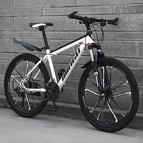 Mountain Bike : AP.DISHU Mountain Bike 27 Speeds Carbon Steel Frame Road Bike 24 / 26 Inch Wheels Unisex, White, 24inch