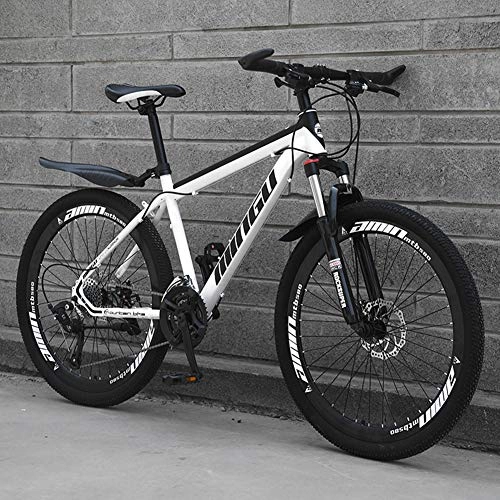Mountain Bike : AP.DISHU Mountain Bike, Carbon Steel Frame 27-Speed Shiftable Bicycle Adult Outdoor Cross Country Bicycle, White, 26inch
